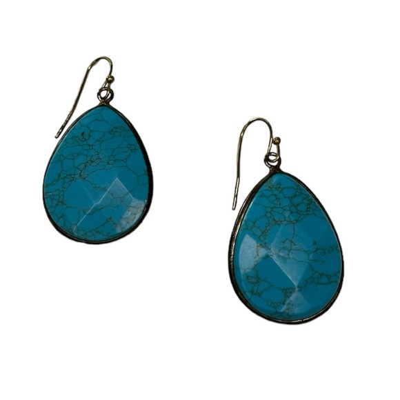 Anthropologie Jewelry - Anthropologie Turquoise Faceted Drop Earrings